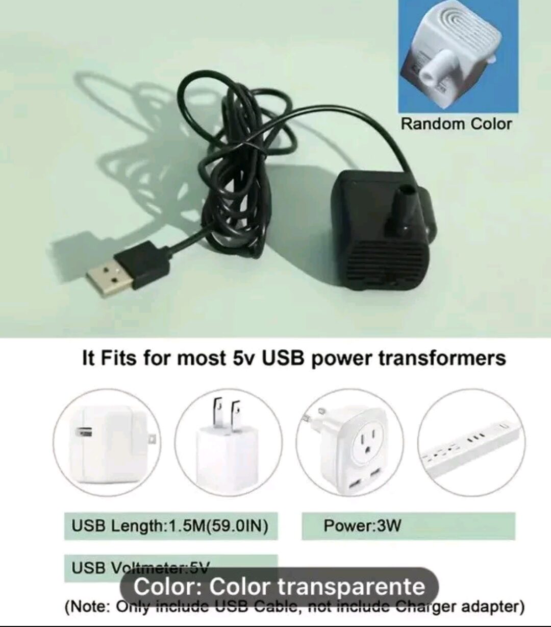 50.72oz Automatic Water Fountain, USB Powered Clear Pet Drinking Dispenser. - Image 5