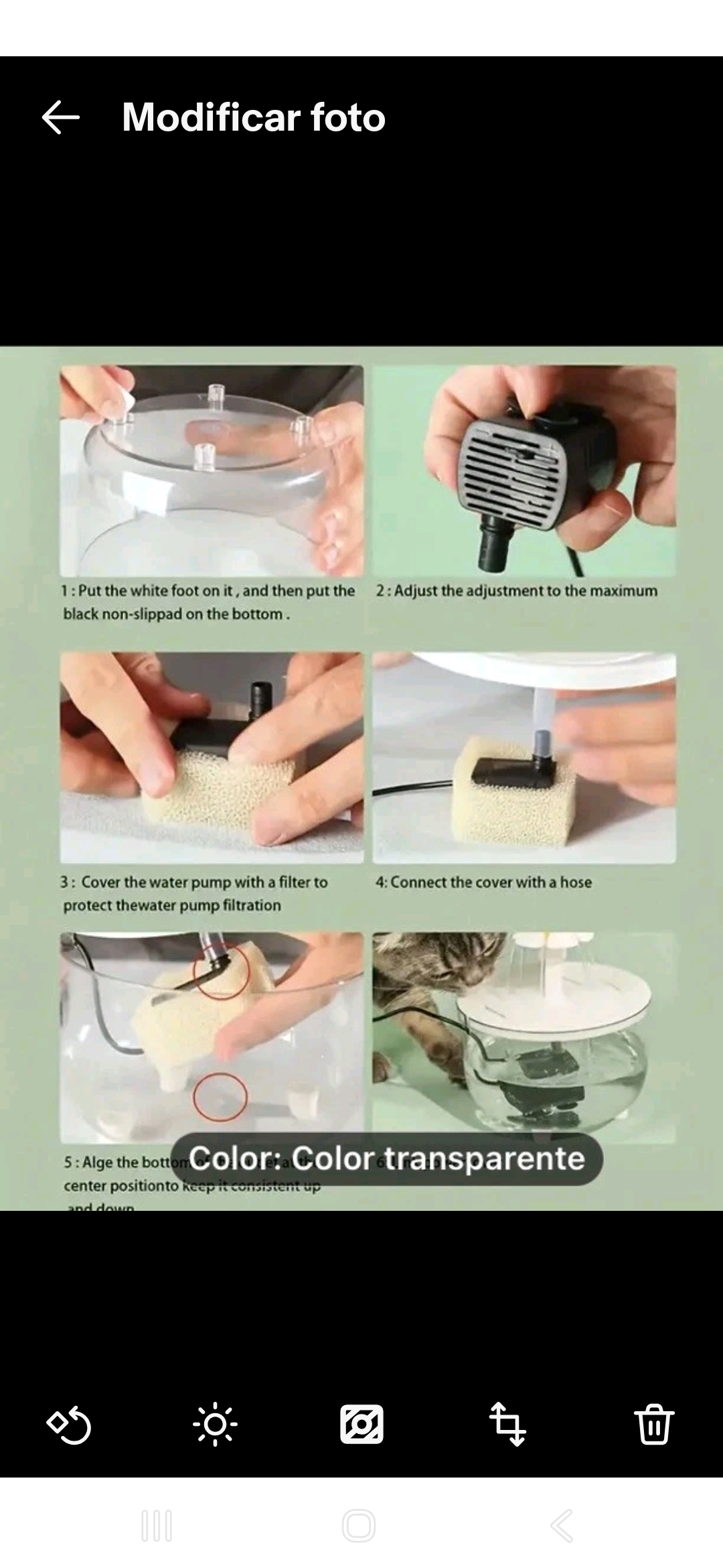 50.72oz Automatic Water Fountain, USB Powered Clear Pet Drinking Dispenser. - Image 7