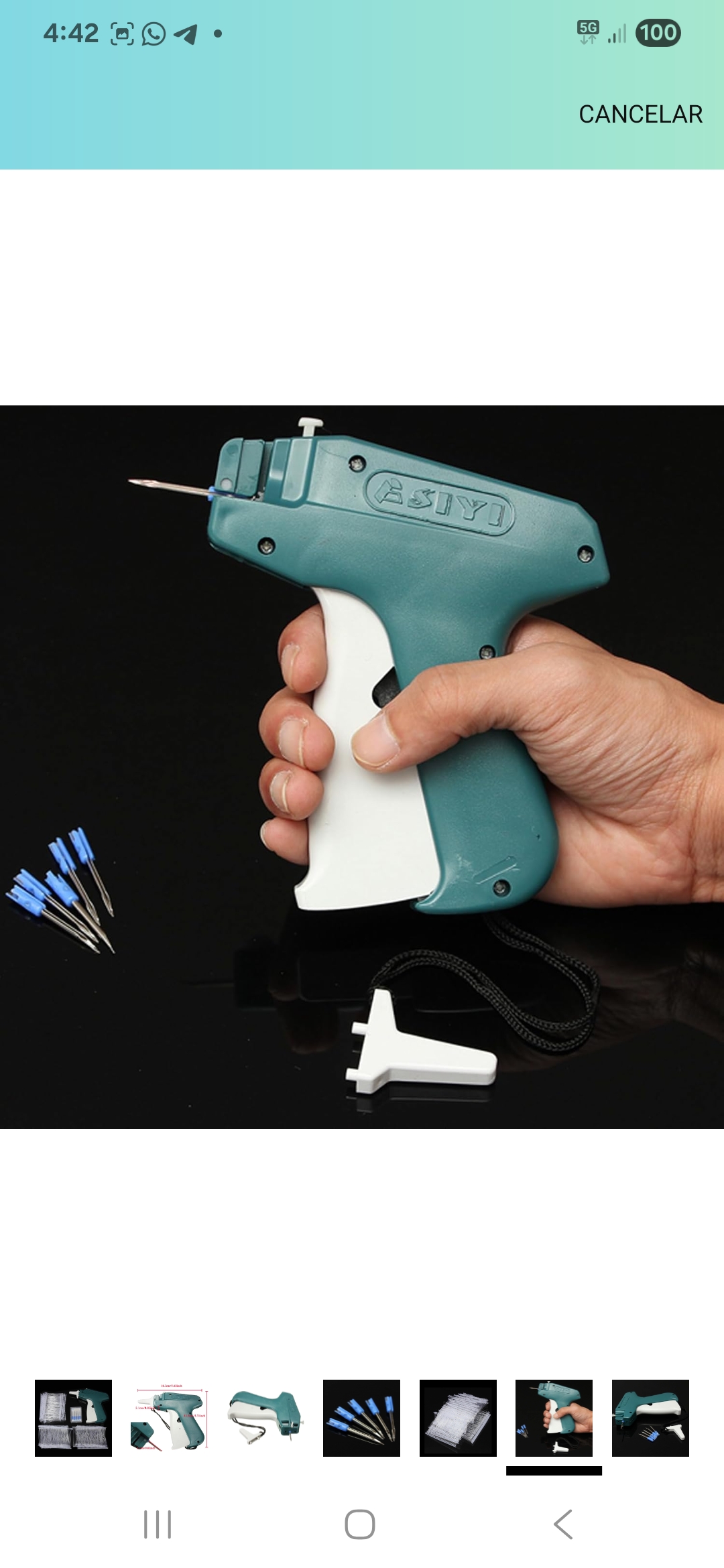 Clothing price tagging gun, tagging machine with 1000 (± 50) white barbed fasteners and 5 additional steel needles - Image 4