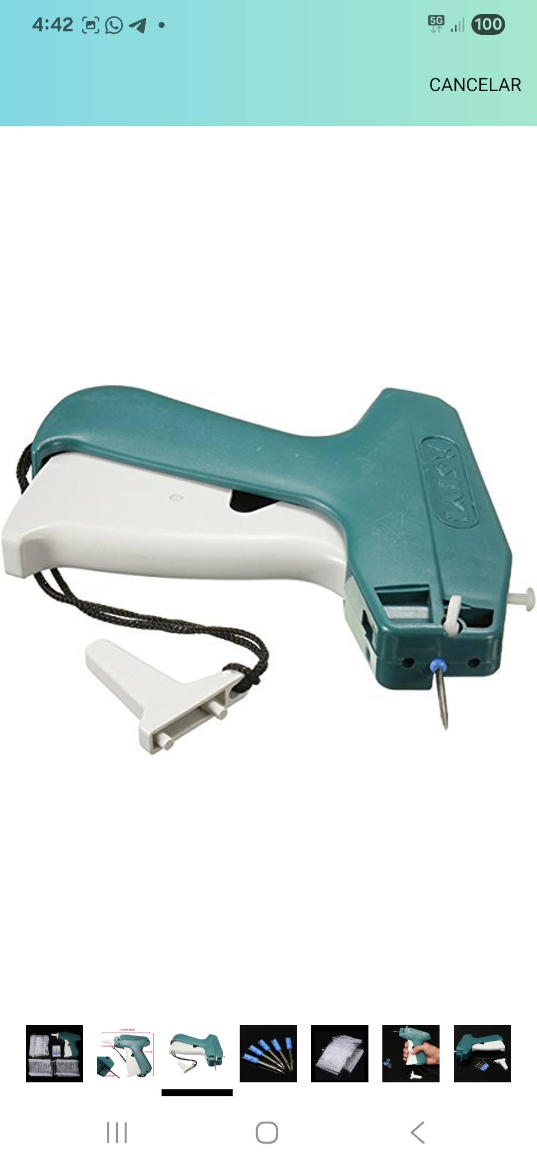 Clothing price tagging gun, tagging machine with 1000 (± 50) white barbed fasteners and 5 additional steel needles - Image 6