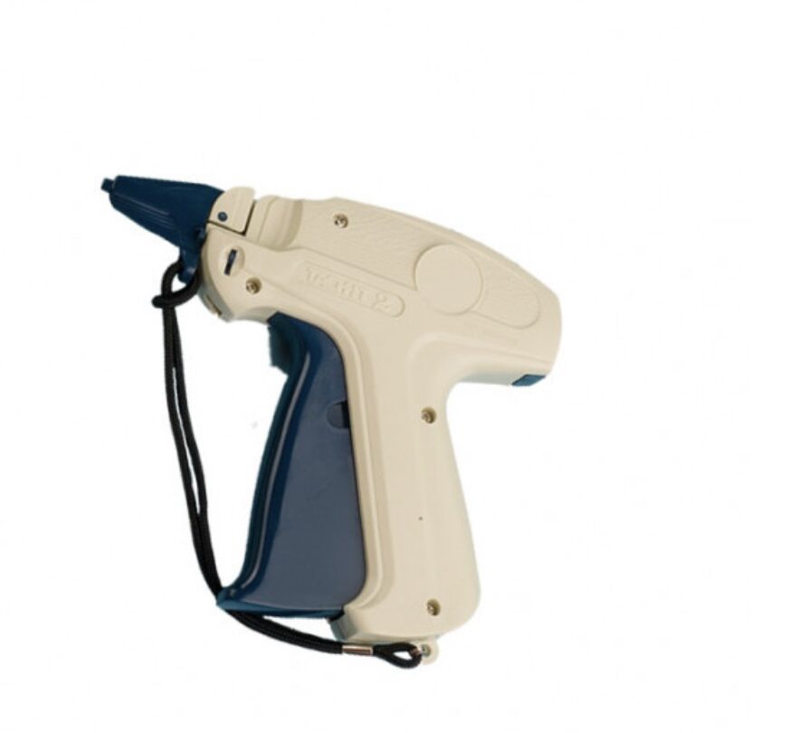 Clothing price tagging gun, tagging machine with 1000 (± 50) white barbed fasteners and 5 additional steel needles