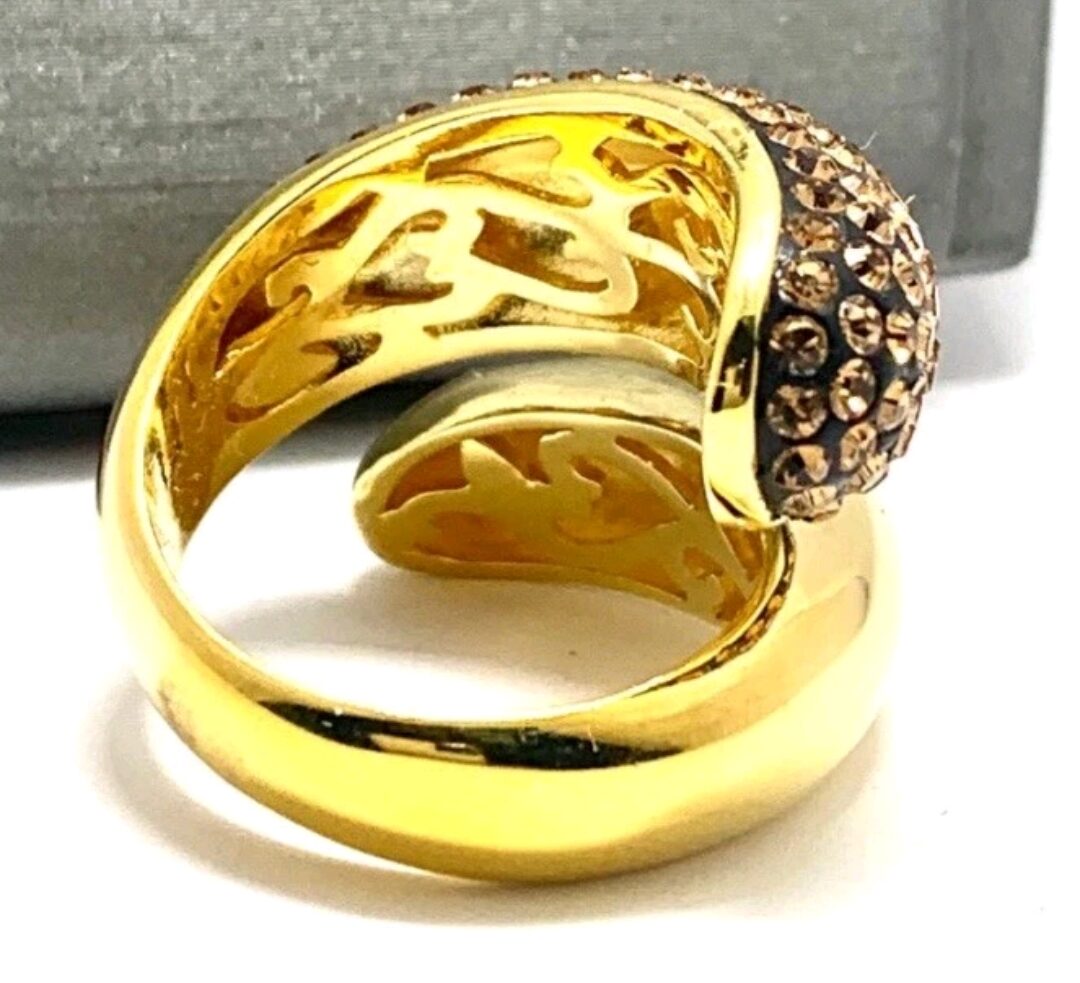 18k Yellow Gold & Jewelry Bronze 3.00ctw Cognac & White Natural Crystal Ring - Image 3