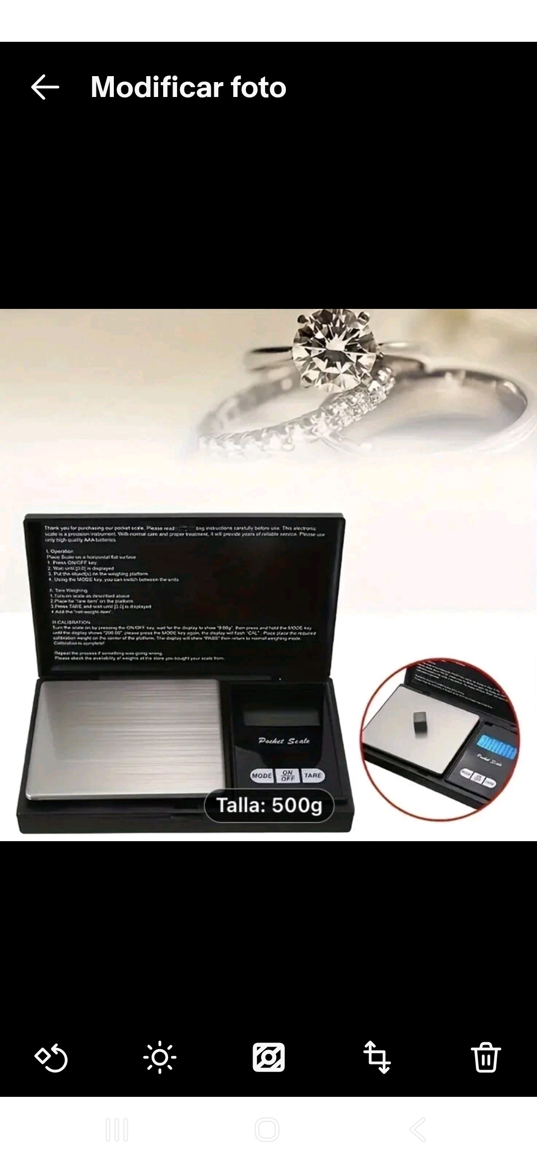 Digital pocket scale for jewelry 500g, y 100g battery operated - Image 5