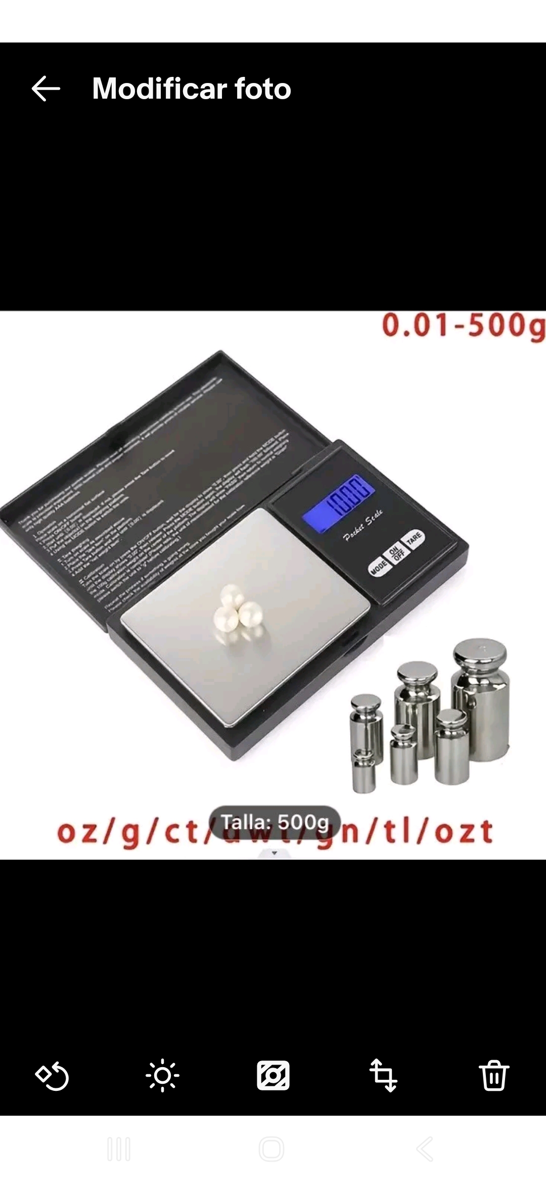 Digital pocket scale for jewelry 500g, y 100g battery operated - Image 9