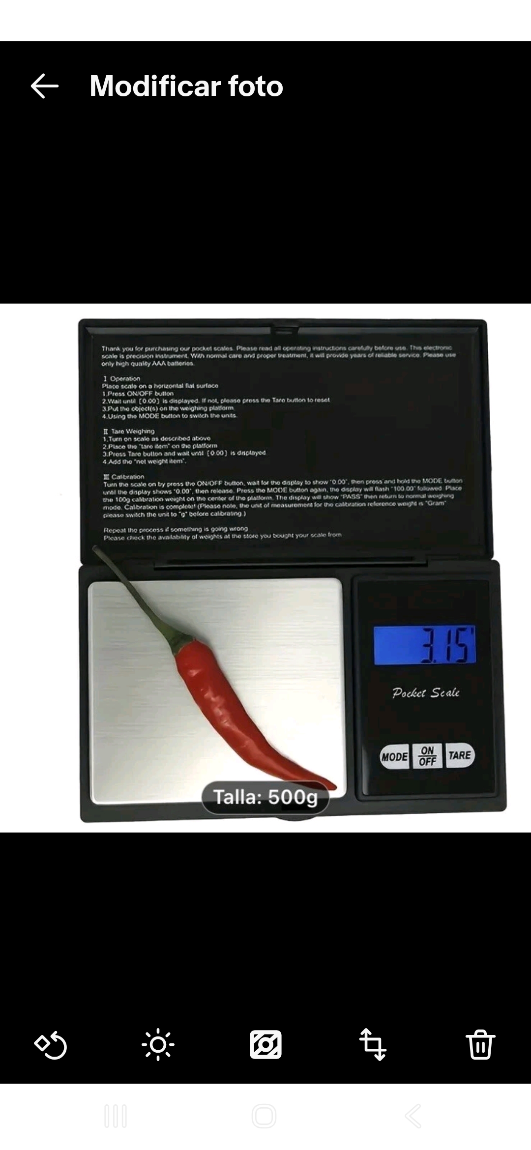 Digital pocket scale for jewelry 500g, y 100g battery operated - Image 8