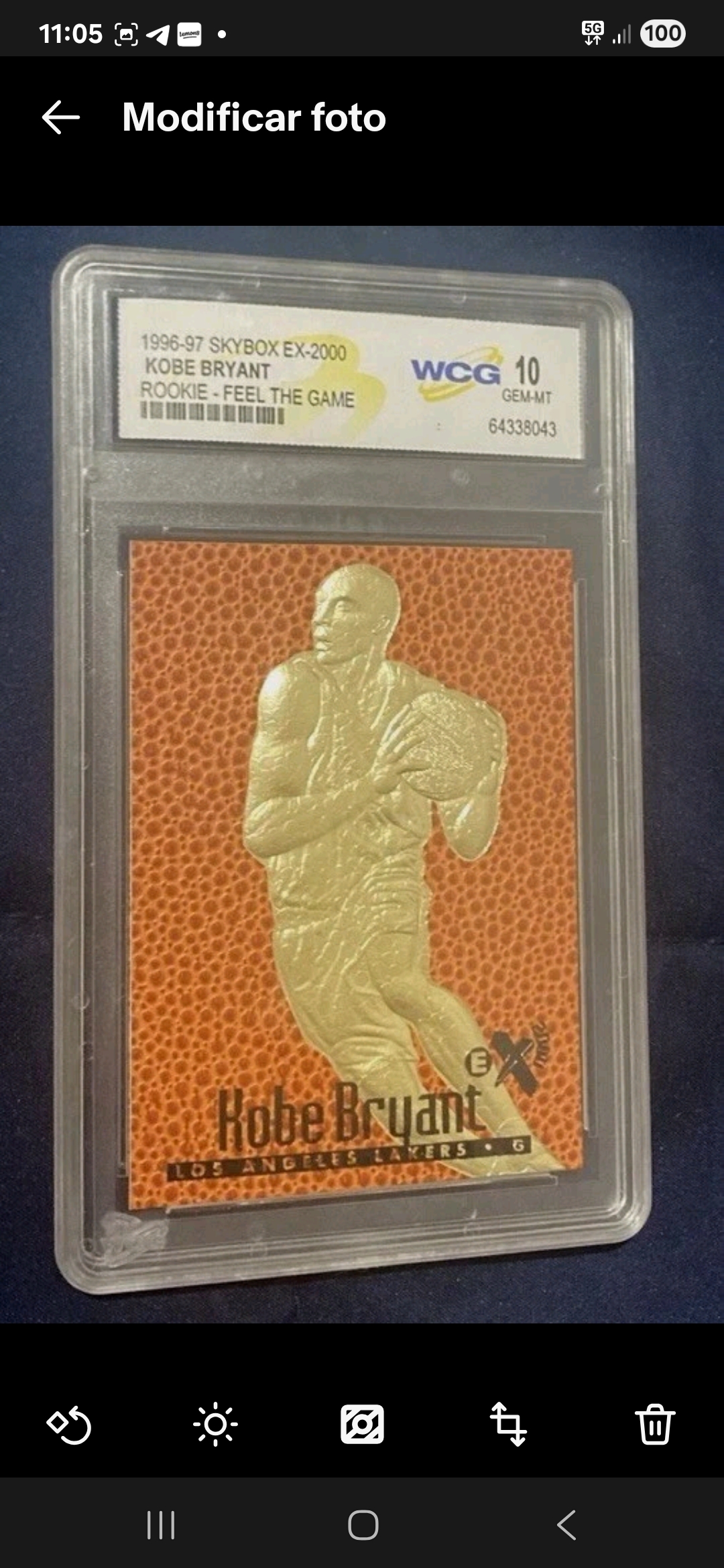 Tarjeta 1996-97 Kobe Bryant Feel The Game NBA SKYBOX EX-2000 ROOKIE ORO 23K gema 10 - Image 2