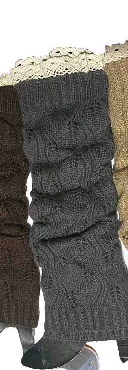 Textured Leg Warmers Ribbed Cable Knit Various Colors One Size - Image 2