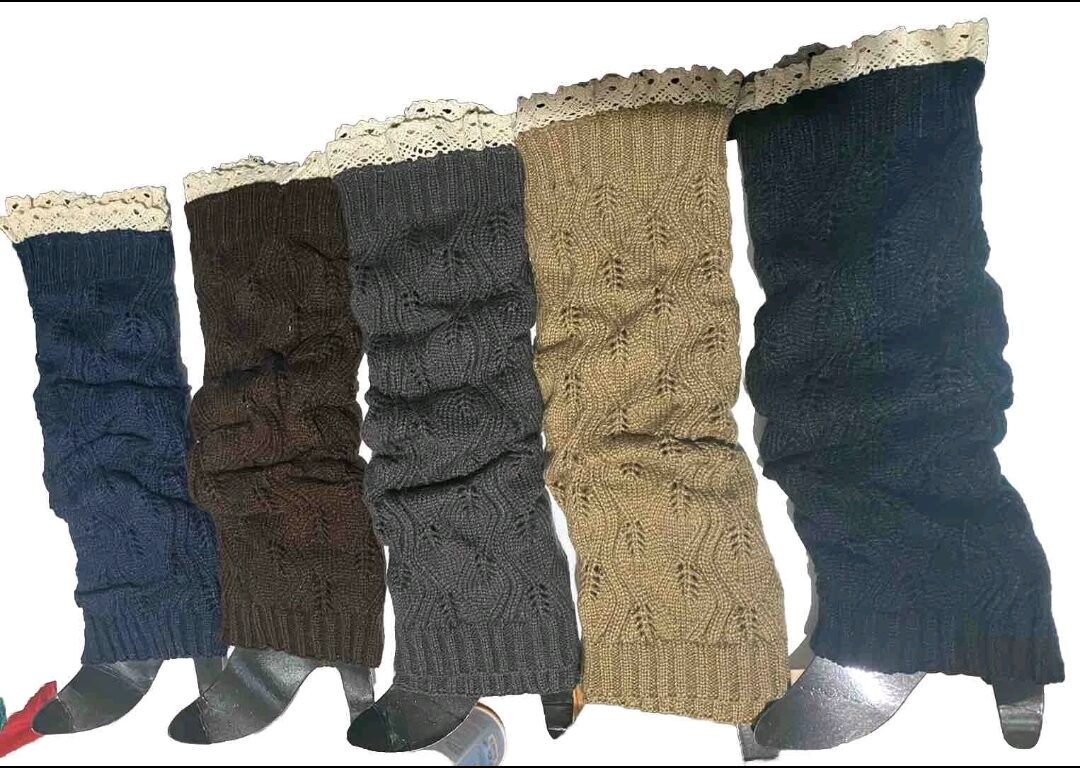 Textured Leg Warmers Ribbed Cable Knit Various Colors One Size - Image 12