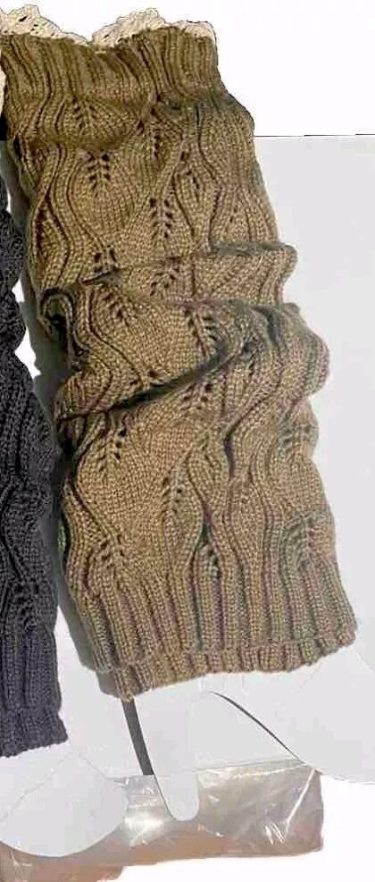 Textured Leg Warmers Ribbed Cable Knit Various Colors One Size - Image 3