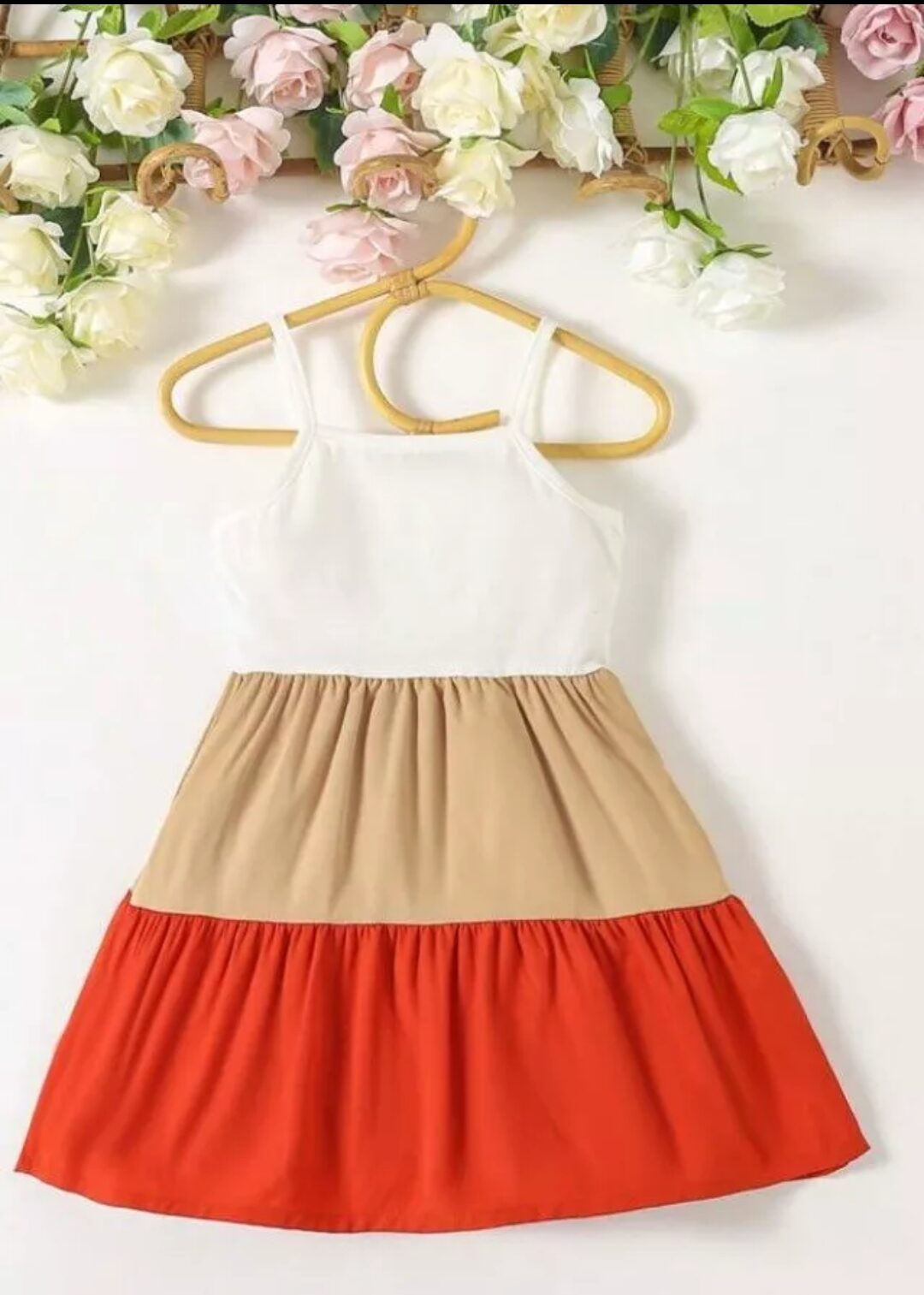 Baby Girl Color Matching Strap Dress with Ruching Perfect for Summer.Size 18-24M - Image 7