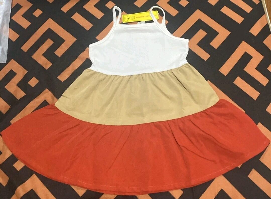 Baby Girl Color Matching Strap Dress with Ruching Perfect for Summer.Size 18-24M - Image 6