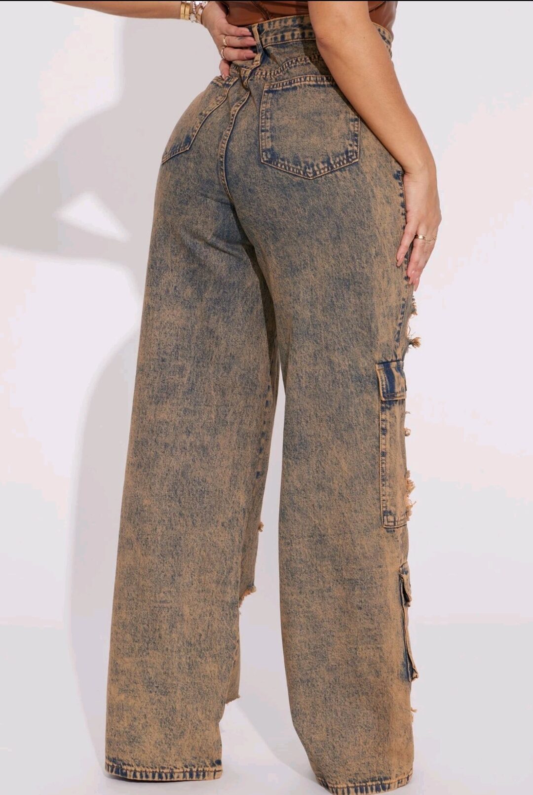 Riley Ripped Baggy Cargo Jean Copper for women size 14 plus - Image 3