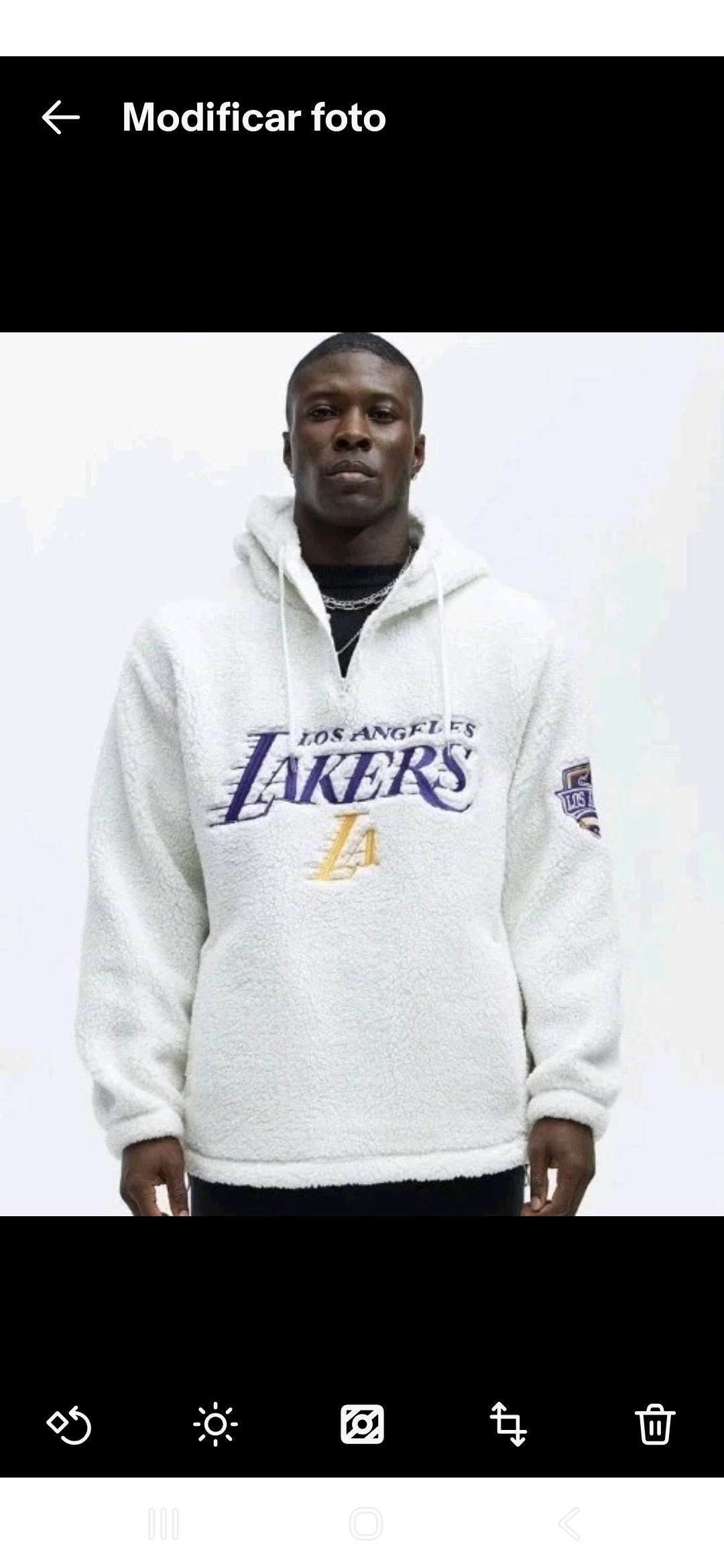 Lakers NBA Sherpa Hooded Sweatshirt, White, Size L - Image 6