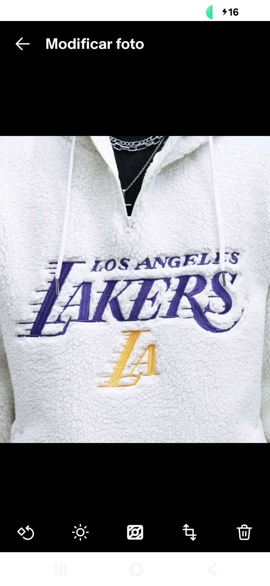 Lakers NBA Sherpa Hooded Sweatshirt, White, Size L - Image 2