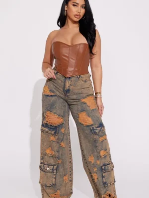 Riley Ripped Baggy Cargo Jean Copper for women size 14 plus