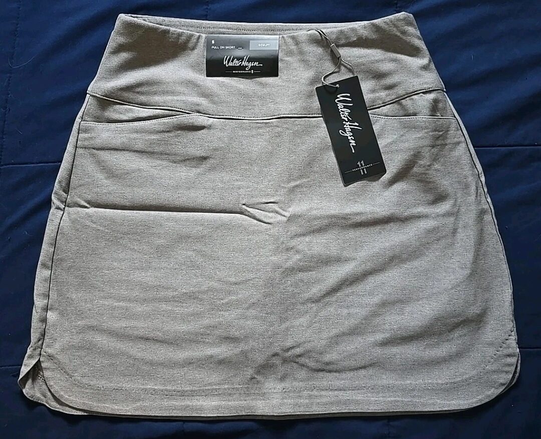 Hagen Lady Golf Skort in Grey with Tummy Control and Front Pockets, Size S